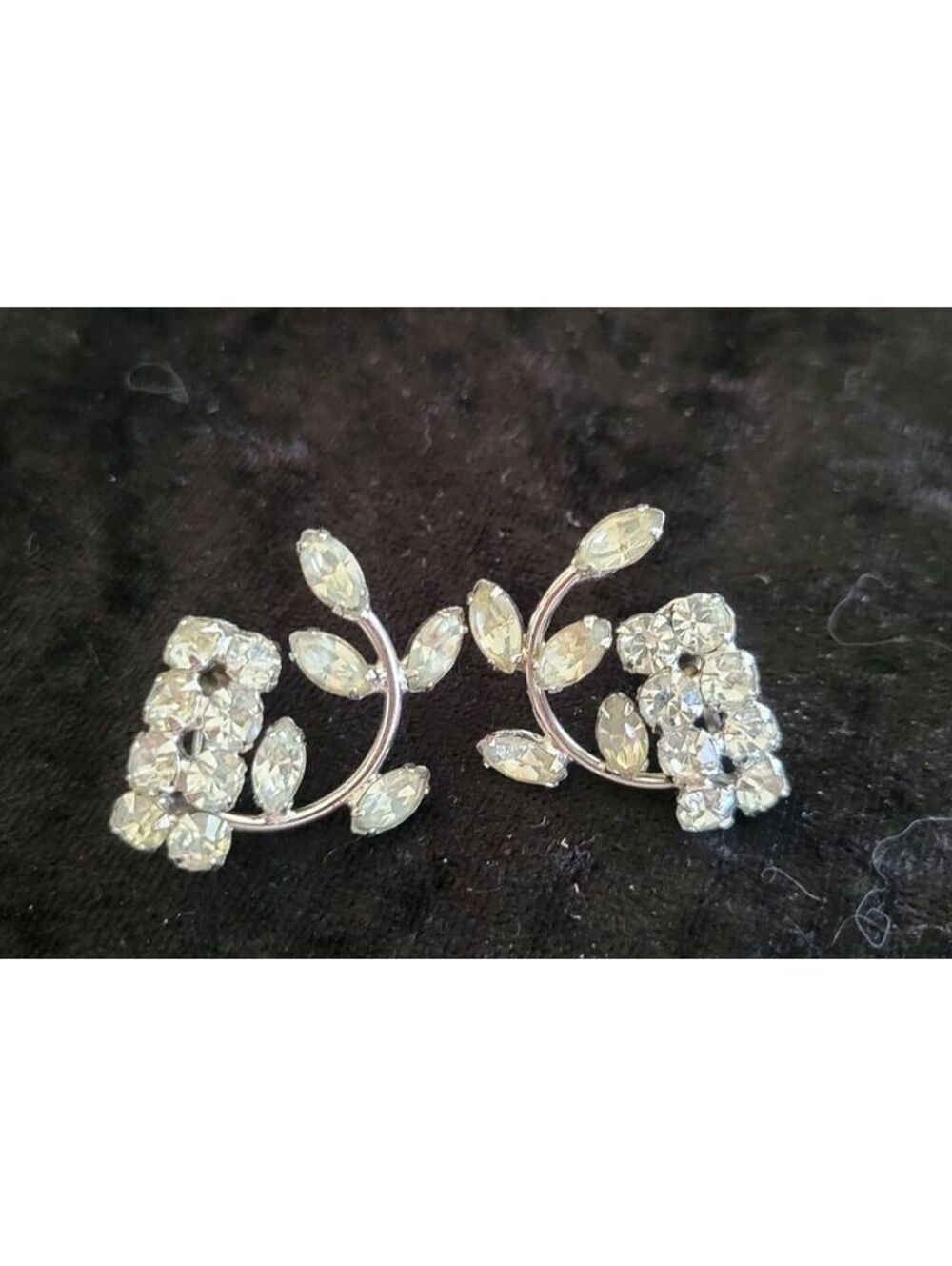 Vintage Signed Duane Silver-tone and Rhinestone Earrings